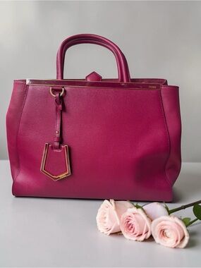 Fendi Pink 2Jours Saffiano Leather Top-Handle Bag Tote Crossbody Shoulder Bag